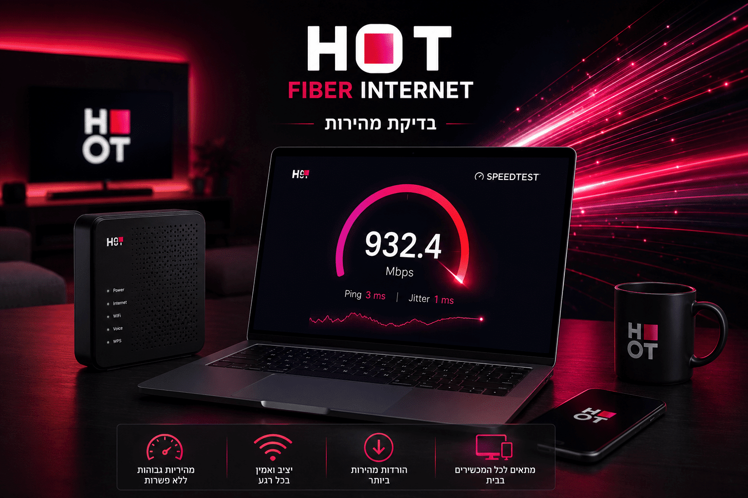 בדיקת אינטרנט סיבים של HOT: המדריך המלא (2026) – כל מה שצריך לדעת כדי לוודא שאתם מקבלים את המהירות המובטחת