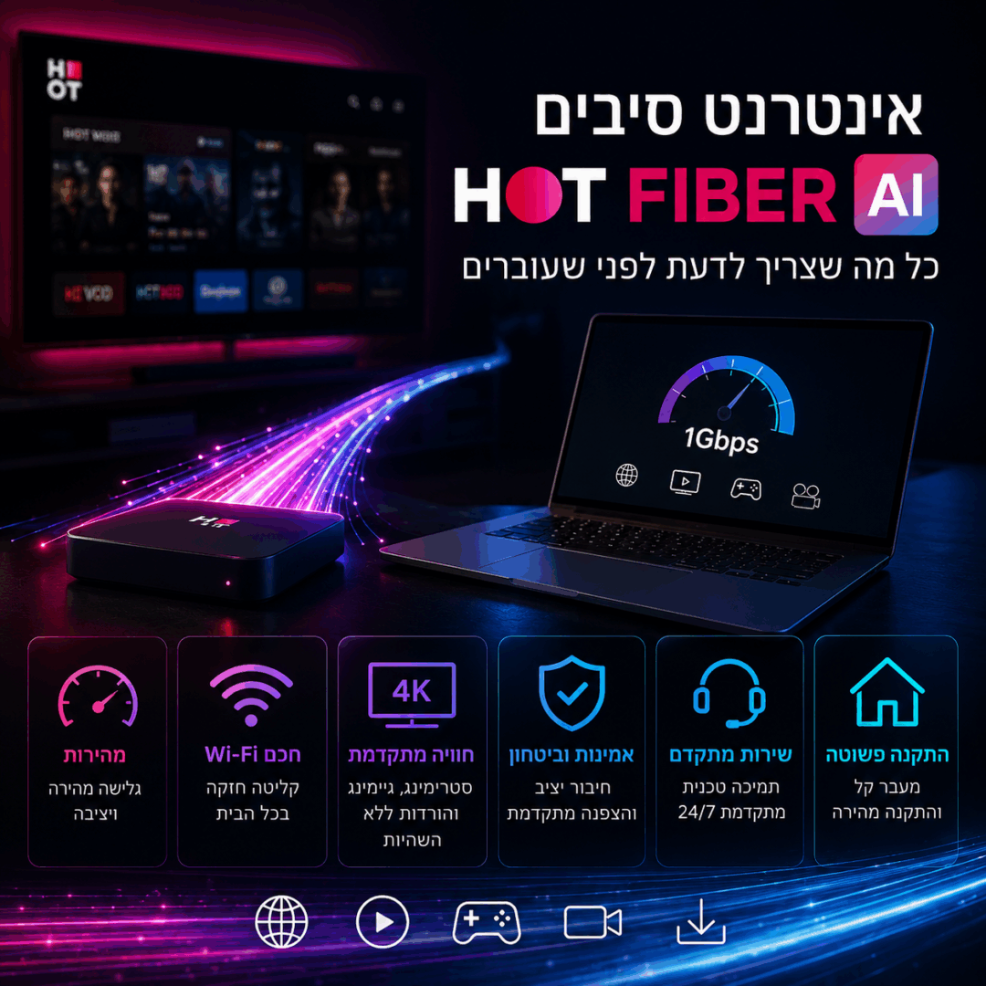 אינטרנט סיבים ב-HOT Fiber-AI: כל מה שצריך לדעת לפני שדרוג